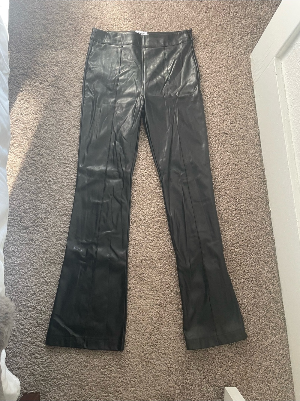 Princess Polly Black Faux Leather Women's Flared Jeans